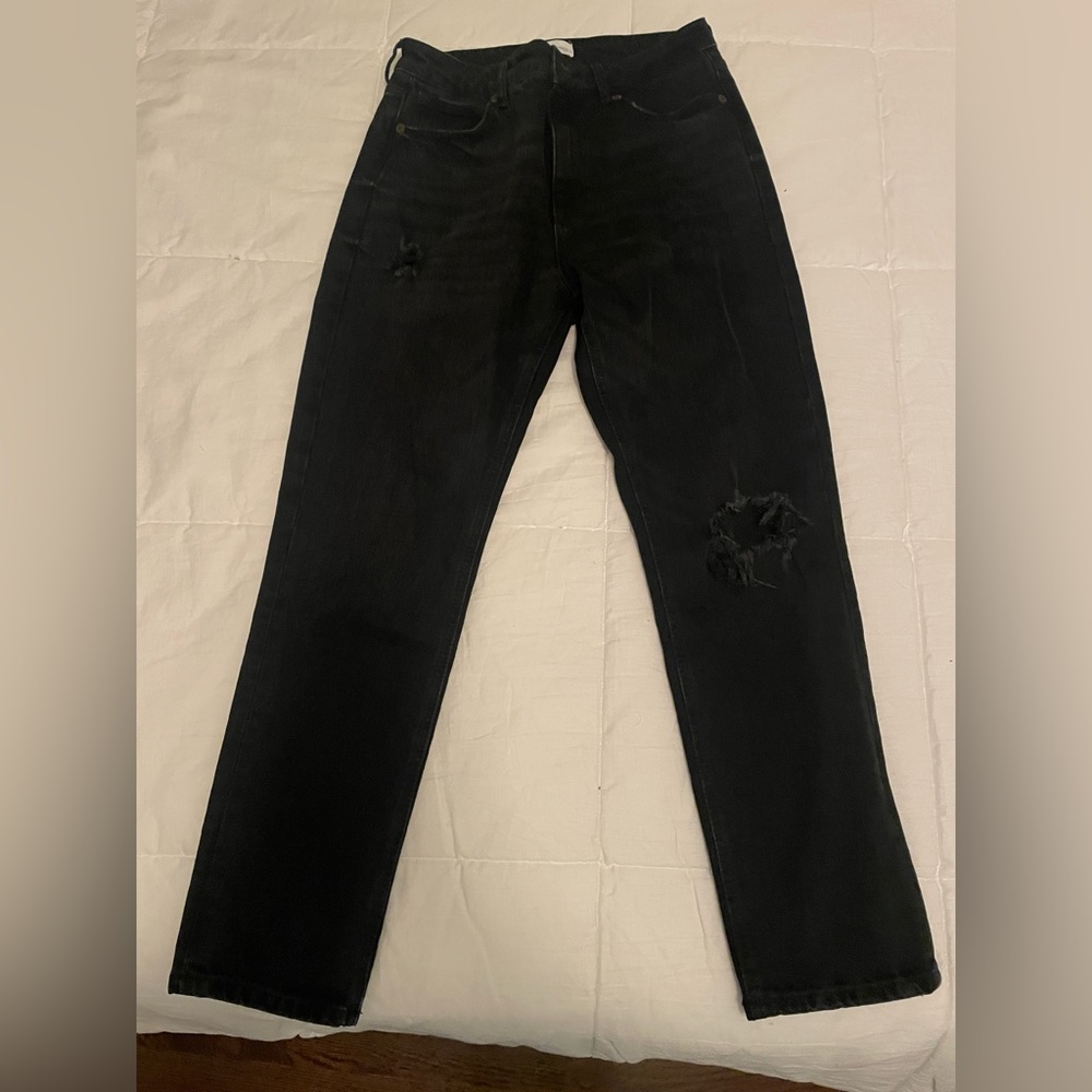 High waisted ripped black jeans